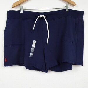 Polo Ralph Lauren Fleece Shorts Women's Size 2XL Blue Front Tie Cut Off